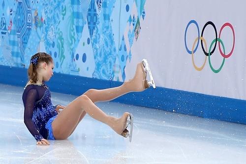 Yulia Lipnitskaya, em sua queda na apresentação individual em Sochi / Foto: Matthew Stockman / Getty Images